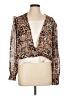 Blue Life 100% Polyester Animal Print Brown Long Sleeve Blouse Size L - photo 1