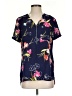 Apt. 9 100% Polyester Floral Blue Short Sleeve Blouse Size S - photo 1