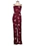 Express 100% Rayon Hearts Burgundy Jumpsuit Size XXS - photo 1