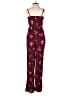 Express 100% Rayon Hearts Burgundy Jumpsuit Size XXS - photo 2