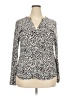 INC International Concepts Animal Print Ivory Long Sleeve Blouse Size XXL - photo 1