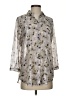 CAbi 100% Polyester Floral Silver 3/4 Sleeve Blouse Size XS - photo 1