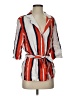 Just Stripes Orange 3/4 Sleeve Button-Down Shirt Size S - photo 1