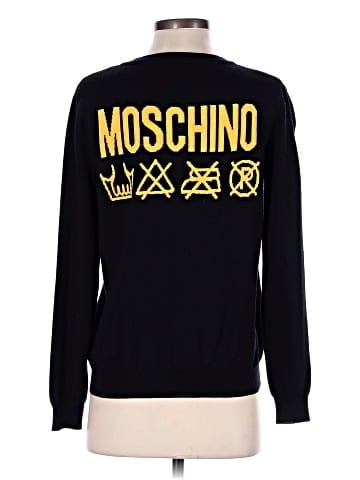 Moschino Couture Black Logo Patterned Wool Button Front Cardigan (view 2)