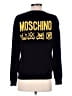 Moschino Couture 100% Virgin Wool Black Black Logo Patterned Wool Button Front Cardigan Size 6 - photo 2