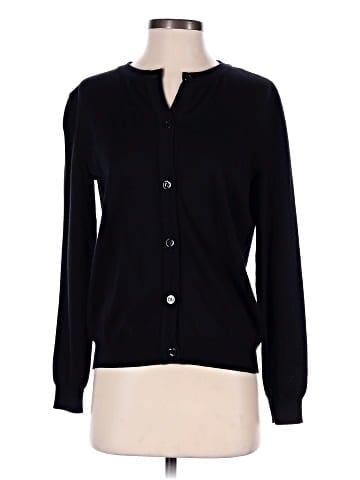 Moschino Couture Black Logo Patterned Wool Button Front Cardigan (view 1)