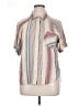 Assorted Brands 100% Rayon Stripes Ivory Short Sleeve Blouse Size XL - photo 1