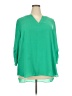 Chaus 100% Polyester Green 3/4 Sleeve Blouse Size 2X - photo 1