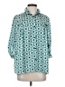 Smythe 100% Polyester Print Teal 3/4 Sleeve Blouse Size XS - photo 1