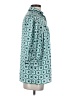 Smythe 100% Polyester Print Teal 3/4 Sleeve Blouse Size XS - photo 4