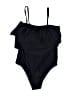 Unbranded Solid Black One Piece Swimsuit Size M - photo 1