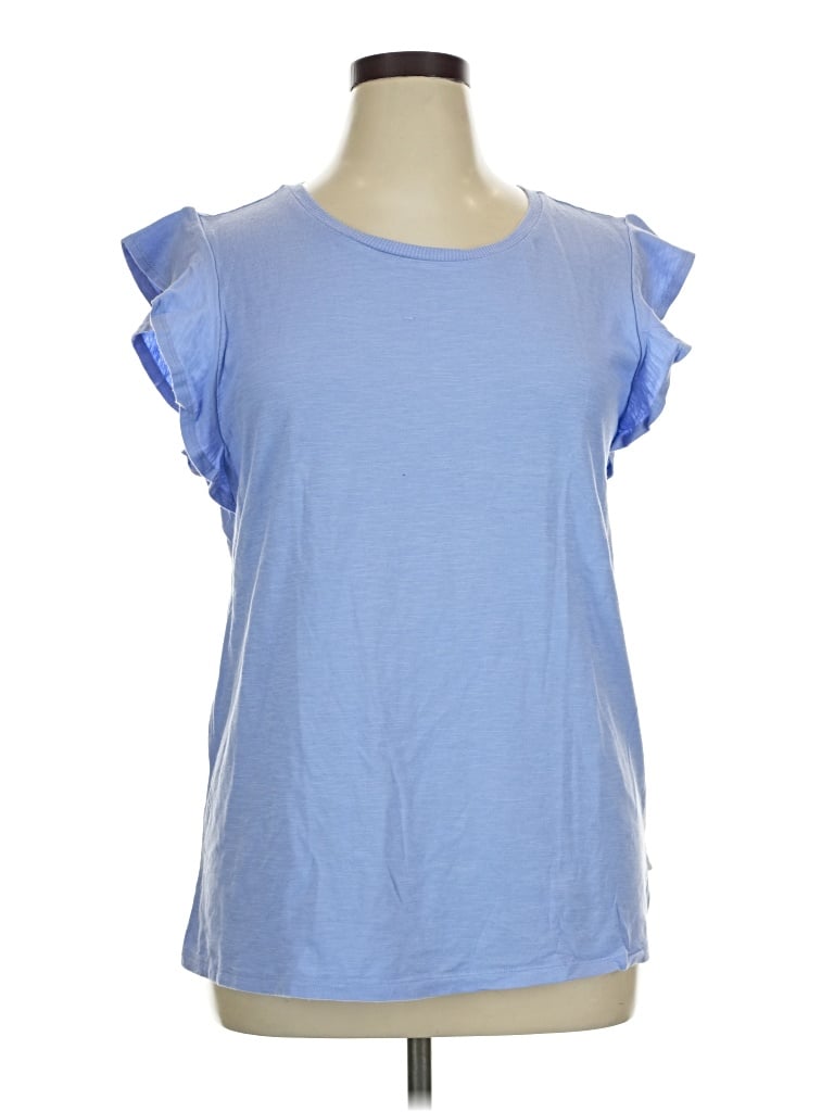 Pre-owned Ecothreads Short Sleeve Top Blue Cold Shoulder Neckline Tops