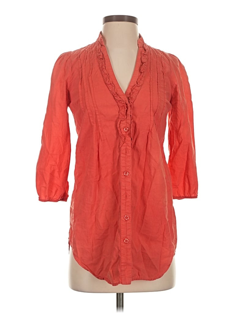 Pre-owned Odille 3/4 Sleeve Button Down Shirt In Orange