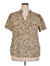 Shein Curve Animal Print Tan Short Sleeve Blouse Size 2X - photo 1