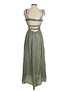 chinese dress ladies ZARA. Green linen-effect midi dress. TM  Hibuy market