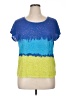 Fresh Color Block Blue Short Sleeve Top Size XL (estimated) - photo 1