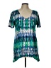 Bleeker & McDougal Tie-dye Green Teal Short Sleeve Blouse Size L - photo 1