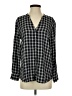 Soft Joie 100% Rayon Checkered-gingham Black Gray Long Sleeve Blouse Size XS - photo 1