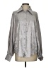 Glam 100% Polyester Metallic Silver Long Sleeve Blouse Size S - photo 1
