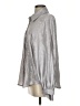 Glam 100% Polyester Metallic Silver Long Sleeve Blouse Size S - photo 5