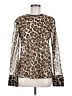 MNG 100% Polyester Animal Print Brown Long Sleeve Blouse Size 8 - photo 1