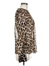 MNG 100% Polyester Animal Print Brown Long Sleeve Blouse Size 8 - photo 4