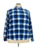 Riders by Lee 100% Polyester Checkered-gingham Blue Long Sleeve Blouse Size 3X - photo 1