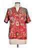 Unbranded Floral Red Short Sleeve Blouse Size L - photo 1