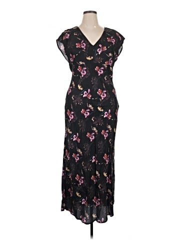Madewell Wide V-Neck Midi Dress in Floral Cupro-Blend (view 1)