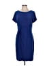 Perceptions Solid Blue Casual Dress Size L - photo 1
