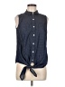 The Limited Polka Dots Blue Sleeveless Button-Down Shirt Size M - photo 1