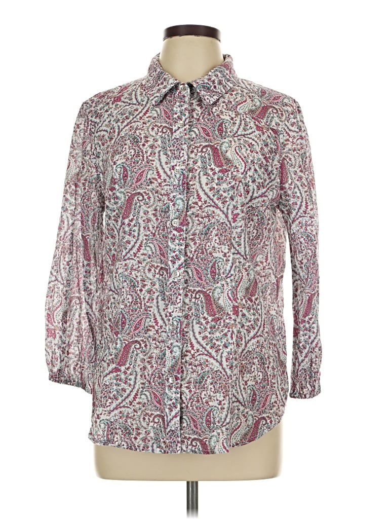 Pre-owned Reba Long Sleeve Blouse In Burgundy