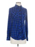 DJT Plaid Blue Long Sleeve Blouse Size S - photo 1