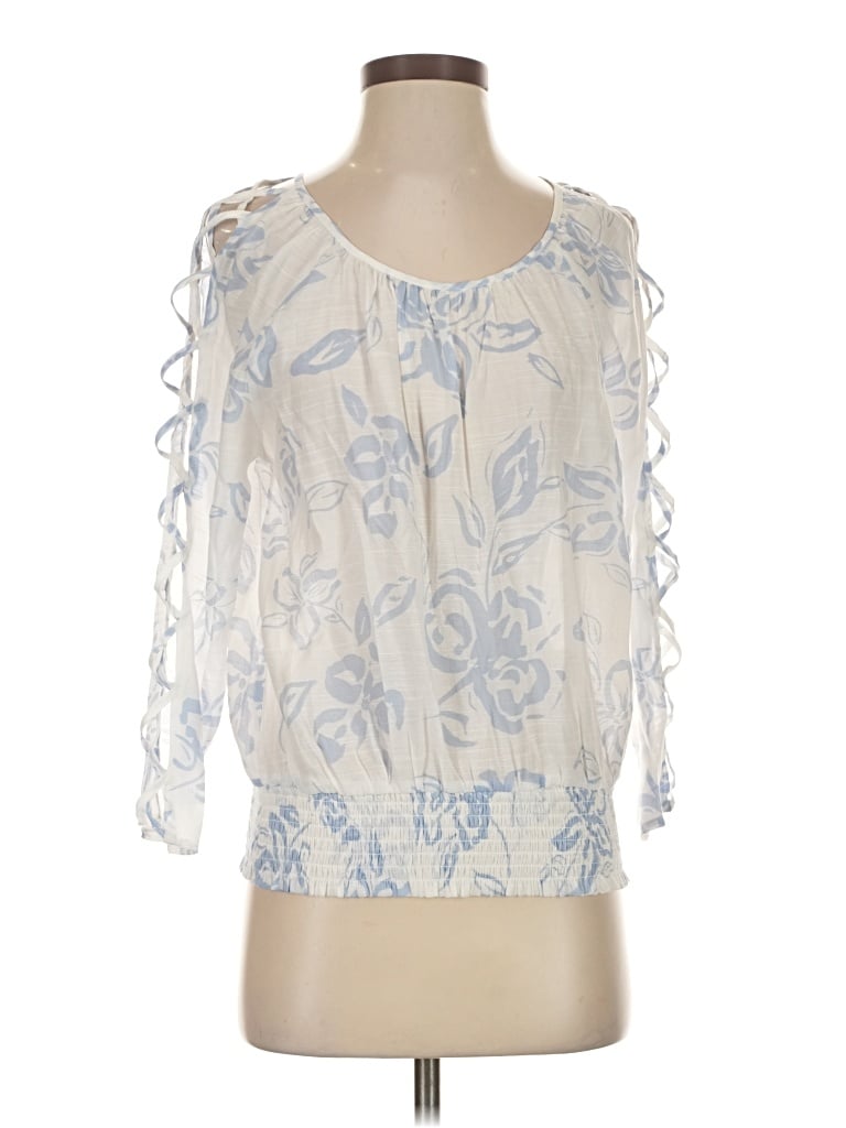Pre-owned Fred David 3/4 Sleeve Blouse In White