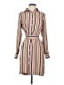 Ann Taylor 100% Polyester Stripes Tan Casual Dress Size XS - photo 1