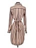 Ann Taylor 100% Polyester Stripes Tan Casual Dress Size XS - photo 2