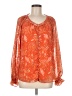 Aura 100% Polyester Orange Long Sleeve Blouse Size M - photo 1