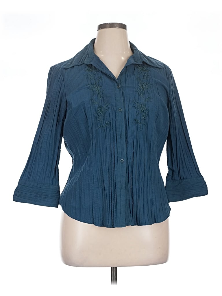 Pre-owned Fred David 3/4 Sleeve Blouse In Blue
