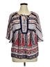 Fig and Flower 100% Polyester Paisley Blue Red Short Sleeve Blouse Size XL - photo 1