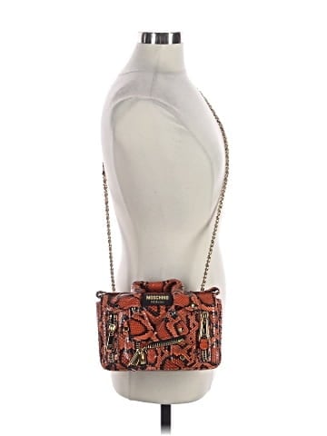 Moschino Leather Snake-Print Biker Bag (view 2)