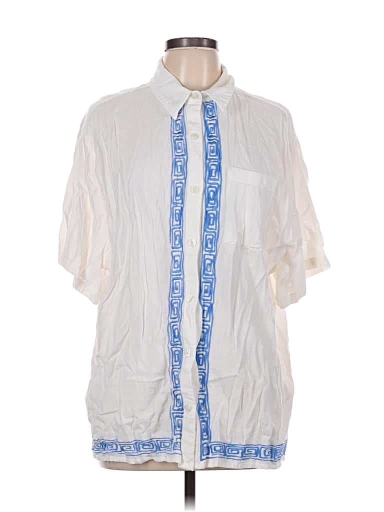 Pre-owned Billabong Short Sleeve Blouse In White