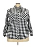 Relativity 100% Cotton Checkered-gingham Black 3/4 Sleeve Button-Down Shirt Size 3X - photo 1