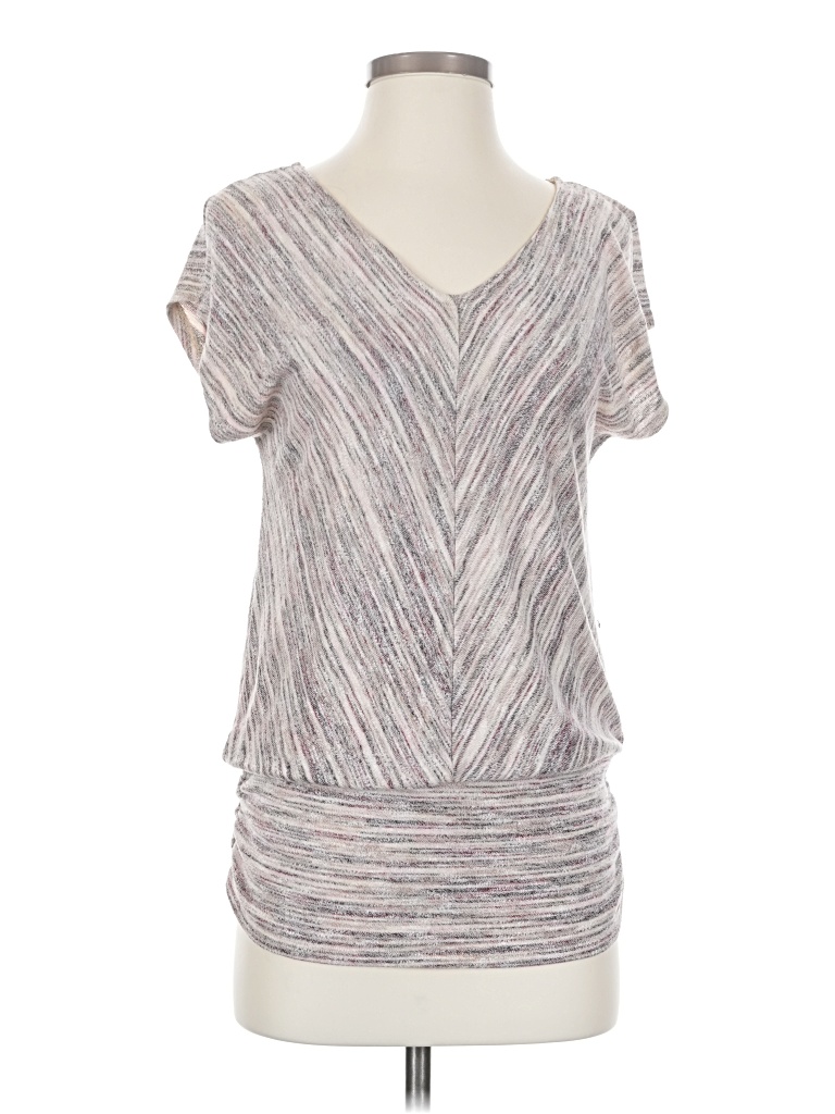 Pre-owned Knox Rose Short Sleeve Top Gray V-neck Tops