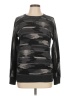 CARDIGAN 100% Merino Camo Graphic Marled Black Wool Sweater Size L - photo 1