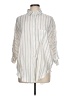 Style Rack Stripes Ivory Silver 3/4 Sleeve Button-Down Shirt Size L - photo 1