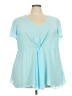 Torrid 100% Polyester Teal Short Sleeve Blouse Size 3X Plus (3) - photo 1