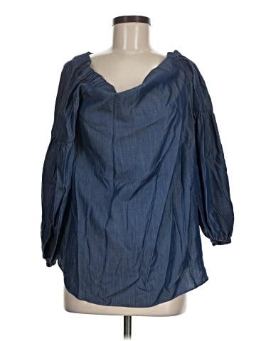 Kaari Blue 3/4 Sleeve Blouse (view 1)