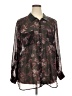 Rock & Republic 100% Polyester Floral Brown Long Sleeve Blouse Size 2X - photo 1