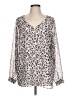 CAbi 100% Polyester Animal Print Silver Long Sleeve Blouse Size L - photo 1