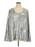 Peace Love World Metallic Silver Long Sleeve Top Size 2X - photo 1
